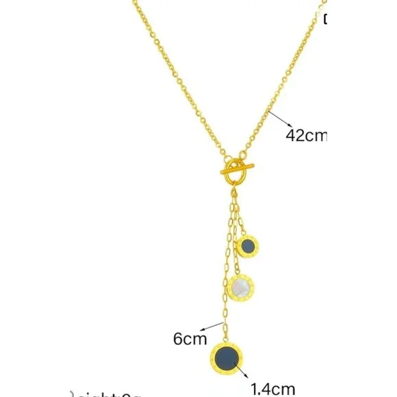 Black and white necklace 18K‎ Solid Yellow Gold plated